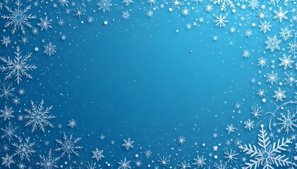 Christmas and Happy New Year Blue Vector Background with Snowflakes, Celebration Theme, Paper Art Design