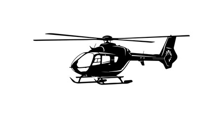 Fototapeta premium Modern Black Helicopter Vector Illustration
