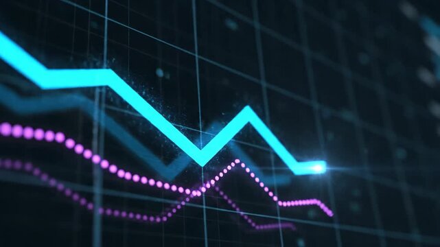 Financial decline visualization stock market falling chart animation