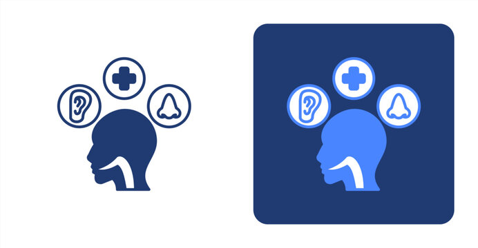 Otolaryngology icon, with contrast background.