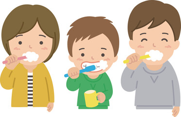 家族で歯磨き