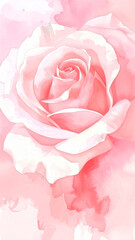Blush Pink Rose Close Up Watercolor Soft Romantic Floral Background
