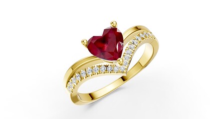 Heart Shaped Gemstone Chevron Ring © Anee