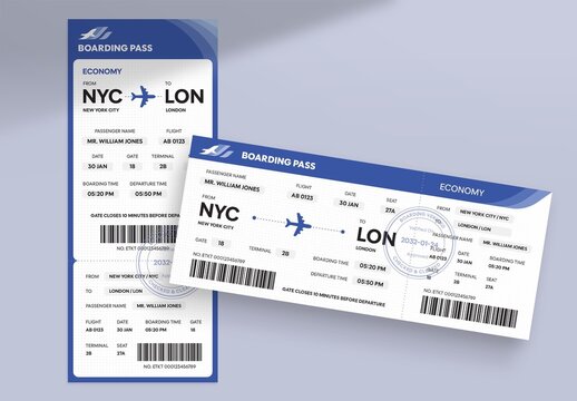 Airline Boarding Pass Template for Travel Agency, Tourism & Destination Wedding Designs with Airplane Theme