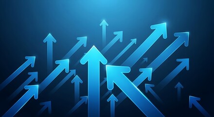 Blue Arrows Pointing Upward - Growth and Success Concept.