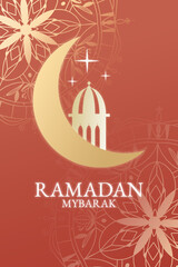 Fototapeta premium Celebration of Ramadan with moon and mosque design for special occasion