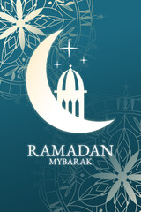 Fototapeta premium Celebration of Ramadan with moon and mosque design for special occasions