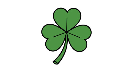Fototapeta premium Green Shamrock with Three Leaf Clover and Stem on White Background, Symbol of Luck