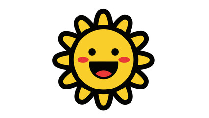 Obraz premium Happy Cartoon Sun Icon with Smiling Face and Rosy Cheeks - Vector Illustration