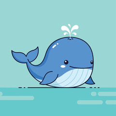 Naklejka premium Happy Whale in Ocean