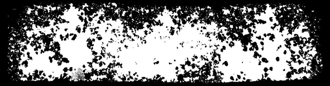 Sponge painted texture frame. Black paint grunge effect stroke. Brush stamp text box background. Rough vector distressed spray bg. Messy vintage wet grainy splatter. Abstract analog halftone gradient