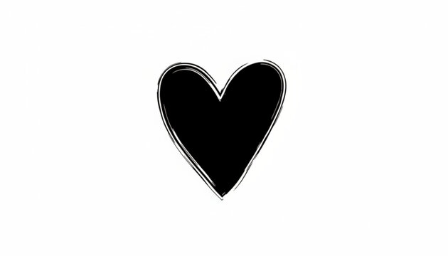 Black heart symbol with white outline on plain background representing love and affection