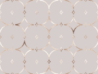 Geometric seamless pattern with pale gold decorative rectangle grid ornament.