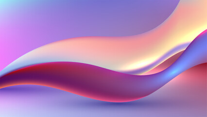abstract 3d wave background with glossy purple pink and gold liquid gradient, fluid silky curves and elegant motion on soft lavender backdrop for luxury web header