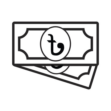 Bangladesh Taka banknote icon, minimalist BDT currency money line art vector.
