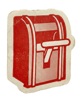 Fire alarm pull station icon paper sticker cutout.