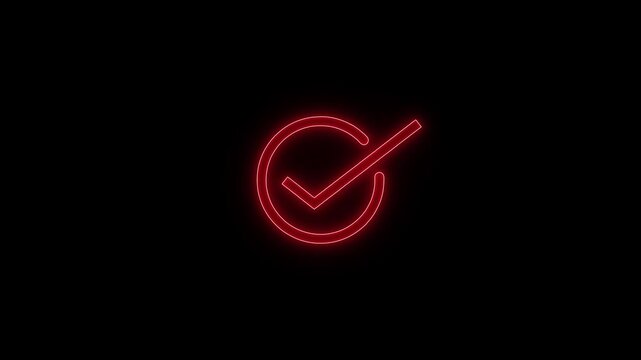 Glowing Neon Checkmark Symbol Animation, Security Checkmark Icon
