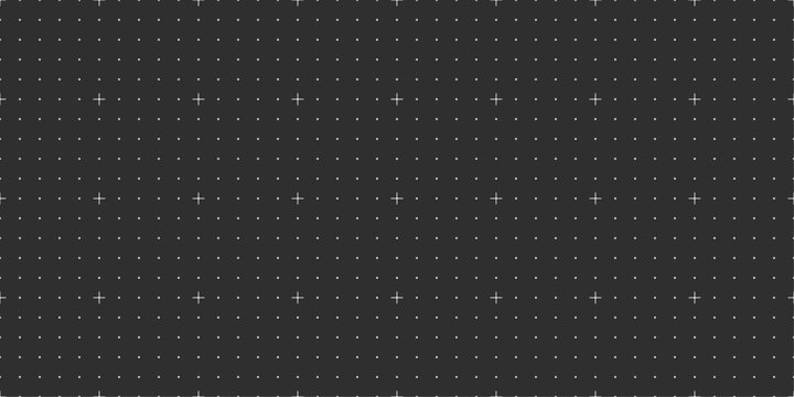 Dark Grid Pattern Background with White Dots and Plus Signs Technical Blueprint Minimalist Vector Wall