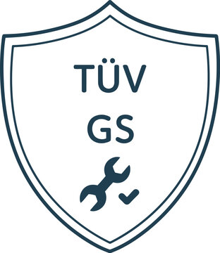 T&Uuml;V GS Certified Safety Shield Icon with Wrench and Checkmark for Product Quality Assurance