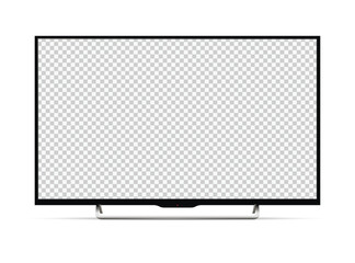Smart tv mockup. Front view with empty screen on white background.