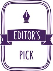 Obraz premium Editor's Pick Badge Icon in Purple with Pen Nib Symbol for Publishing and Editorial Design