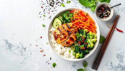 Asian Rice Bowl With Copy Space