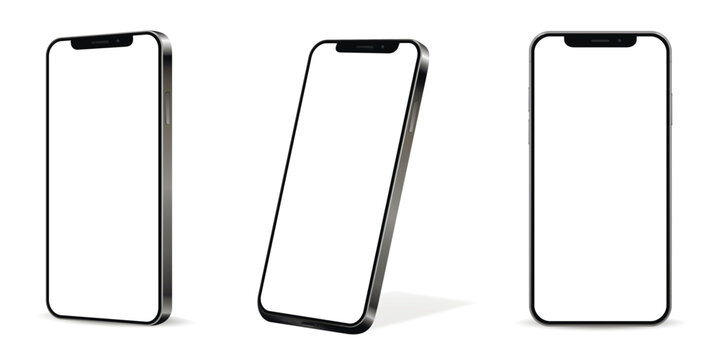 Smartphone with blank screen mockup. Realistic mobile phone isolated on white background