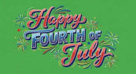 Festive Fourth of July Celebration Graphic with Fireworks.