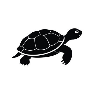 terrapin silhouette vector illustration, Adorable turtle silhouette vector illustration with smooth shell lines and cute details for nature-themed designs