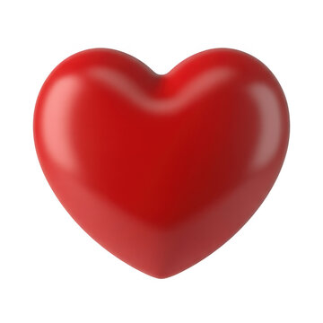 Large red heart shiny isolated on a transparent background