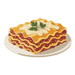 Lasagna on a plate pasta food Italian isolated on a transparent background