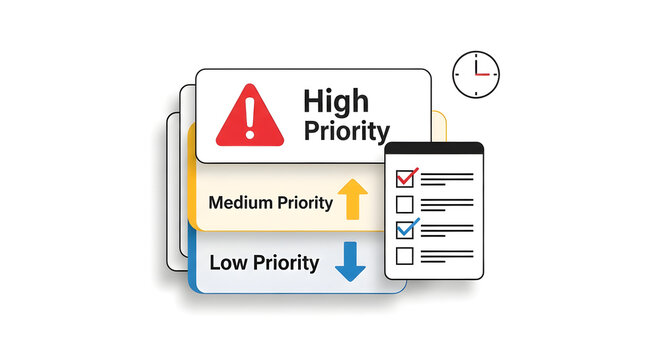 Task prioritization concept illustration with importance icons