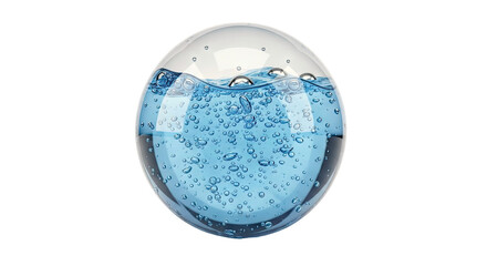 Glass sphere filled with blue liquid and bubbles
