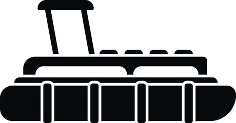 Pontoon boat icon representing leisure and aquatic transportation © anatolir