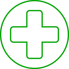 Obraz premium Medical plus icon featuring healthcare cross symbols in flat and line style, isolated on transparent background, hospital emergency aid sign illustration