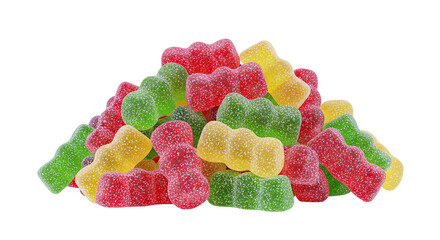 Pile of Sour Gummy Worms in Red, Green, and Yellow