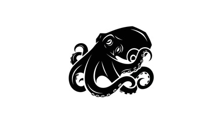 Black octopus illustration on white background © Verdik