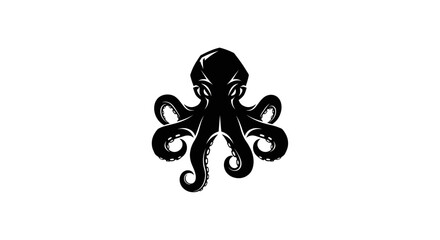 Black octopus silhouette on white background © Verdik