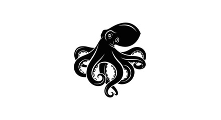Black octopus silhouette on white background © Verdik