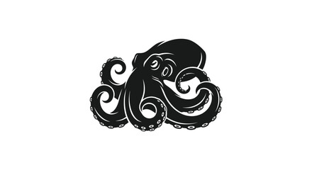 Black octopus silhouette on white background © Verdik