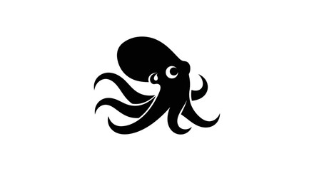 Black octopus silhouette on white background © Verdik