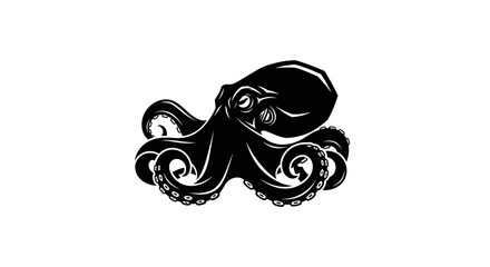 Black octopus silhouette on white background © Verdik