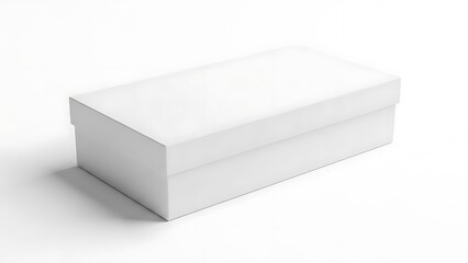 Naklejka premium White rectangular shoe box with lid on white background white box rectangular box packaging