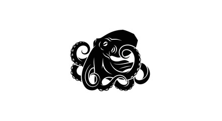 Black octopus silhouette on white background © Verdik