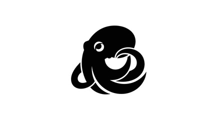 Black octopus silhouette on white background © Verdik