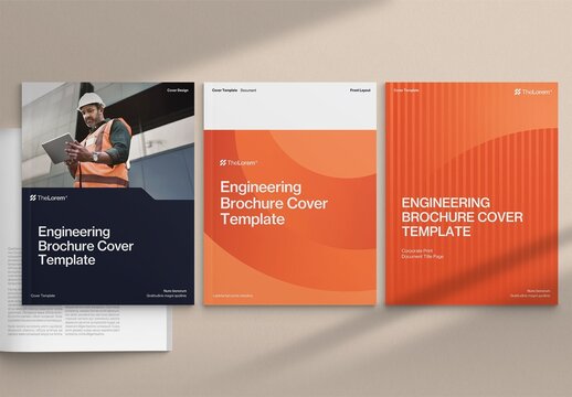 Colorful Bold Brochure Cover Template for Modern Engineering, Construction & Heavy Industry Reports