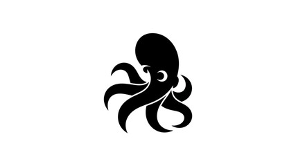 Black octopus silhouette on white background © Verdik