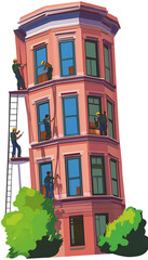 Towering buildings exterior gets maintenance