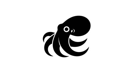 Black octopus silhouette on white background © Verdik