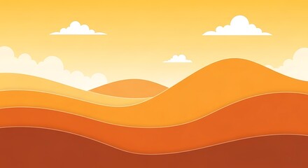 Serene Desert Landscape with Rolling Dunes and Cloudy Sky.